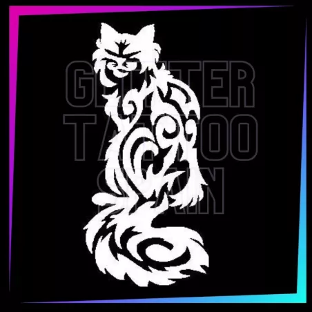 Plantilla Gato Grande 18,5 x 10 cm para tatuajes temporales de purpurina, pintura corporal, aerógrafo y henna.
