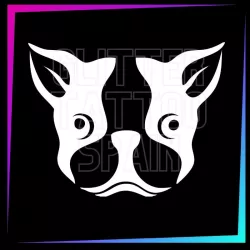 Bull Terrier 5.5 x 7 cm design for temporary tattoos using glitter, body paint, airbrush and henna.