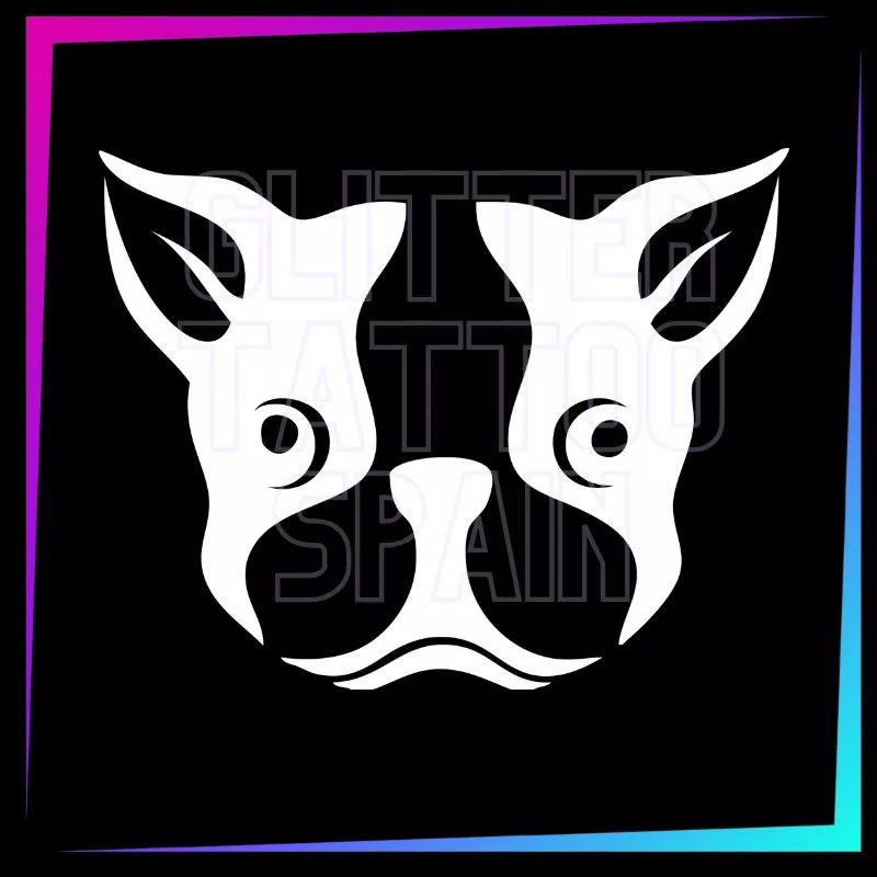 Bull Terrier 5.5 x 7 cm design for temporary tattoos using glitter, body paint, airbrush and henna.
