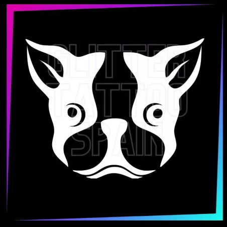 Bull Terrier 5.5 x 7 cm design for temporary tattoos using glitter, body paint, airbrush and henna.