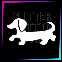 Dachshund 6 cm long design for temporary tattoos using glitter, body paint, airbrush and henna.