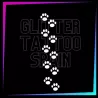 Cat Paw Prints 17 cm tall design for temporary tattoos using glitter, body paint, airbrush and henna.