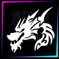 Tribal Dragon 11 cm tall design for temporary tattoos using glitter, body paint, airbrush and henna.