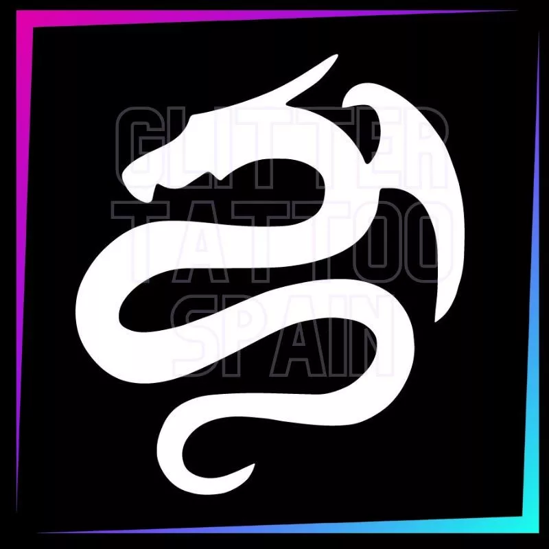 Dragon Silhouette 6.9 x 6.4 cm design for temporary tattoos using glitter, body paint, airbrush and henna.