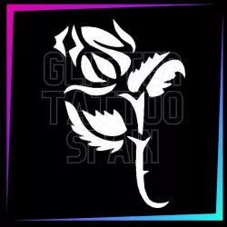 Rosebud 7 cm tall design for temporary tattoos using glitter, body paint, airbrush and henna.