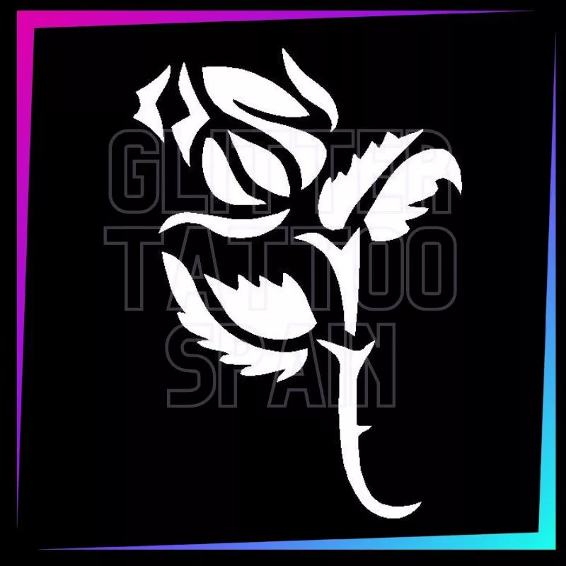 Plantilla Rosa 7 cm de alto para tatuajes temporales de purpurina, pintura corporal, aerógrafo y henna.