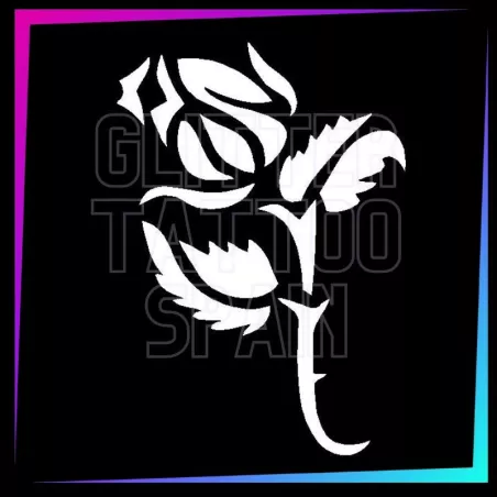 Pochoir Rose Bouton 7 cm de hauteur pour tatouages temporaires à la paillette, peinture corporelle, aérographe et henné.