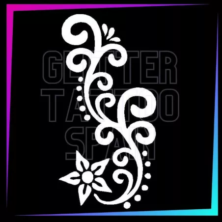 Plantilla Flor Tribal 11,5 cm de alto para tatuajes temporales de purpurina, pintura corporal, aerógrafo y henna.