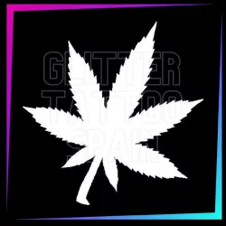 Cannabis 6.7 cm tall design for temporary tattoos using glitter, body paint, airbrush and henna.