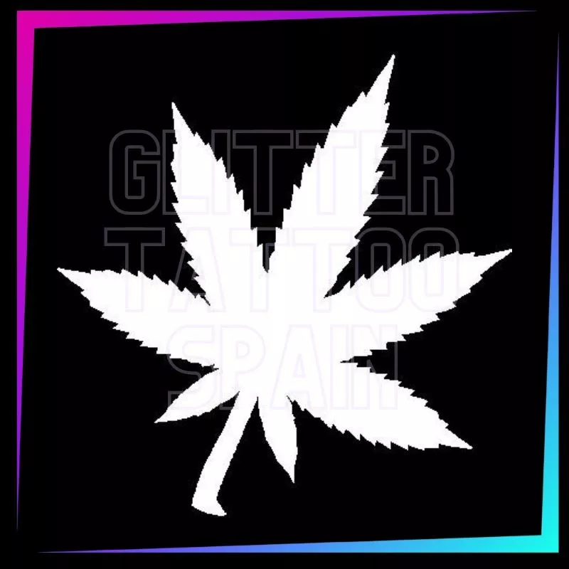 Plantilla Cannabis 6,7 cm de alto para tatuajes temporales de purpurina, pintura corporal, aerógrafo y henna.