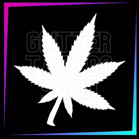 Pochoir Cannabis 6,7 cm de hauteur pour tatouages temporaires à la paillette, peinture corporelle, aérographe et henné.