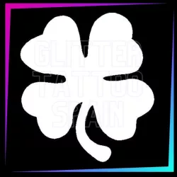 Clover 5 cm tall design for temporary tattoos using glitter, body paint, airbrush and henna.