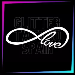 Small Infinity Love 5.5 cm long design for temporary tattoos using glitter, body paint, airbrush and henna.