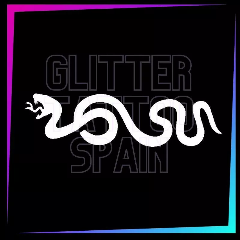 Snake 11.5 cm long design for temporary tattoos using glitter, body paint, airbrush and henna.