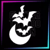 Bat Moon 9 x 6.5 cm design for temporary tattoos using glitter, body paint, airbrush and henna.