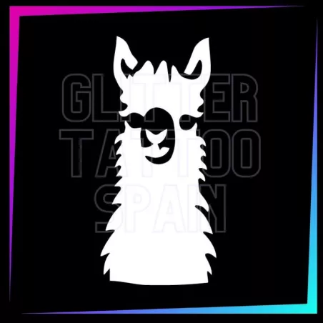 Plantilla Llama 6 x 4 cm para tatuajes temporales de purpurina, pintura corporal, aerógrafo y henna.