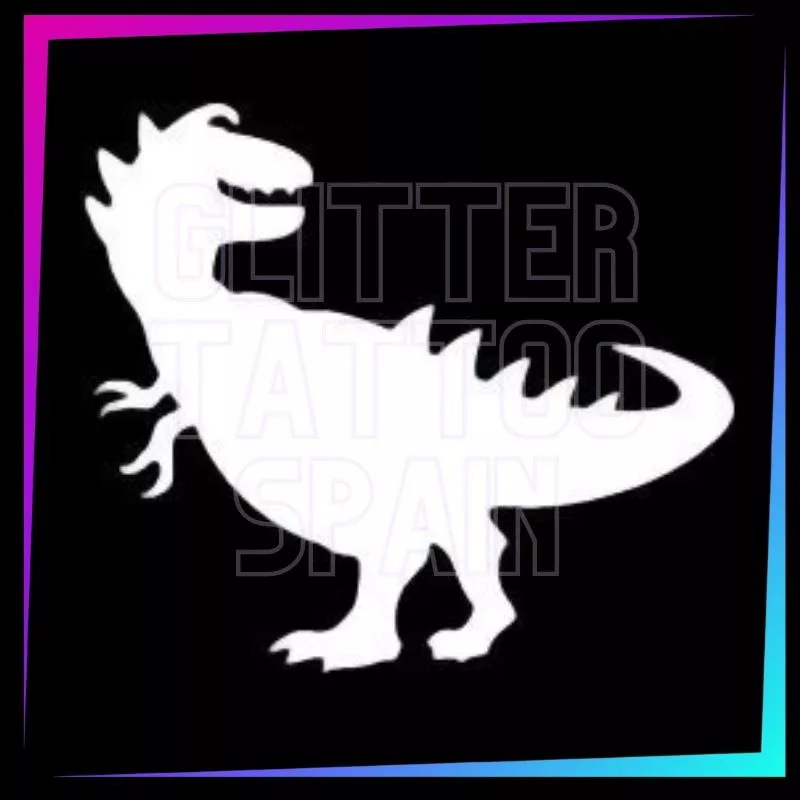 Plantilla Dino 5,5 cm de alto para tatuajes temporales de purpurina, pintura corporal, aerógrafo y henna.