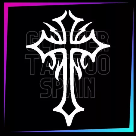 Celtic Cross 9 cm tall design for temporary tattoos using glitter, body paint, airbrush and henna.