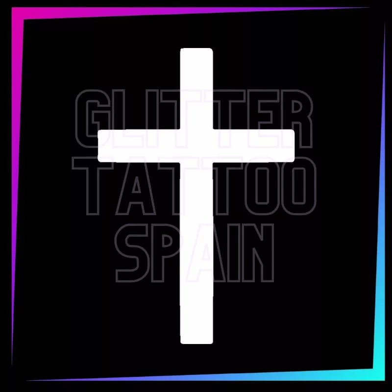 Plantilla Cruz Simple 5,5 cm de alto para tatuajes temporales de purpurina, pintura corporal, aerógrafo y henna.