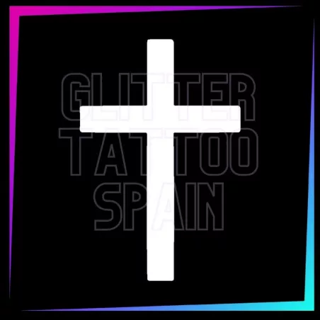 Plantilla Cruz Simple 5,5 cm de alto para tatuajes temporales de purpurina, pintura corporal, aerógrafo y henna.