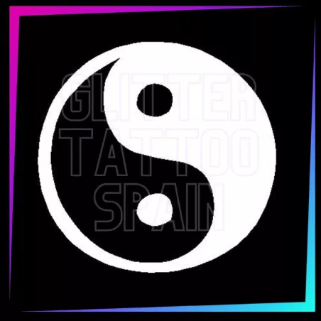 Plantilla Yin Yang 4,5 x 4,5 cm para tatuajes temporales de purpurina, pintura corporal, aerógrafo y henna.