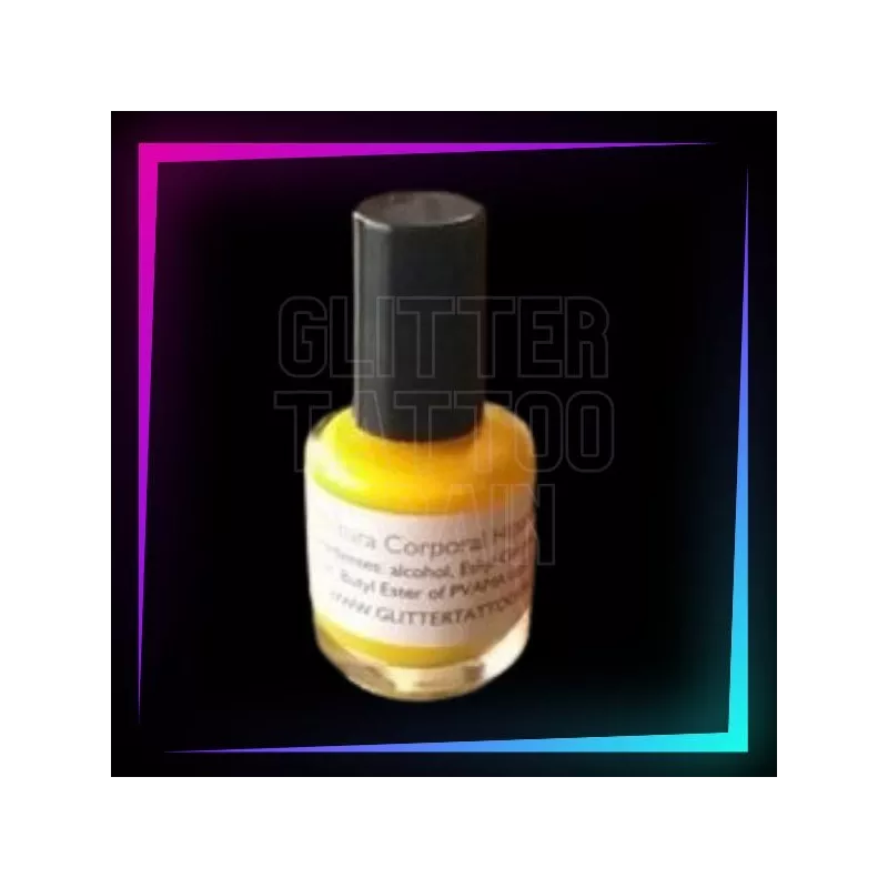 Yellow body paint for brush application, hypoallergenic and water-resistant.