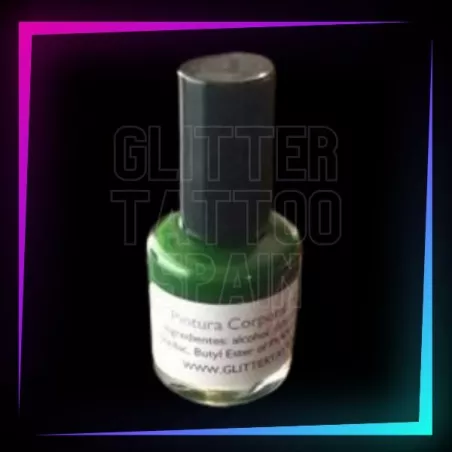 Pintura corporal verde para aplicación con pincel, hipoalergénica y resistente al agua.