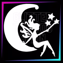 Fairy on the moon with 3 stars in her hand 7cm tall- temporary tattoo stencil