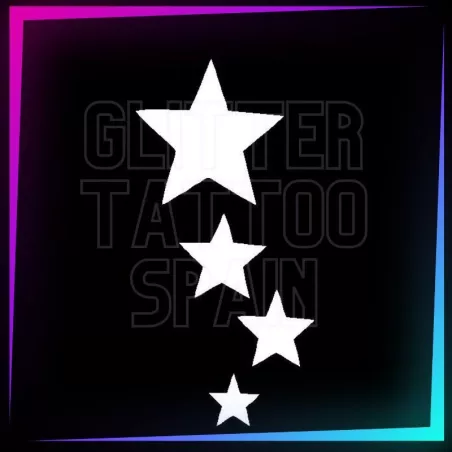 4 Stars 6.8 cm tall design for temporary tattoos using glitter, body paint, airbrush and henna.