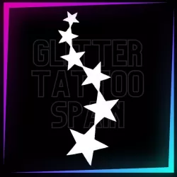 6 Stars 9.8 cm tall design for temporary tattoos using glitter, body paint, airbrush and henna.