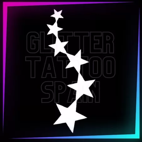 6 Stars 9.8 cm tall design for temporary tattoos using glitter, body paint, airbrush and henna.