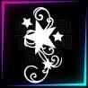 Plantilla 4 Estrellas con Espirales 8 cm de alto para tatuajes temporales de purpurina, pintura corporal, aerógrafo y henna.