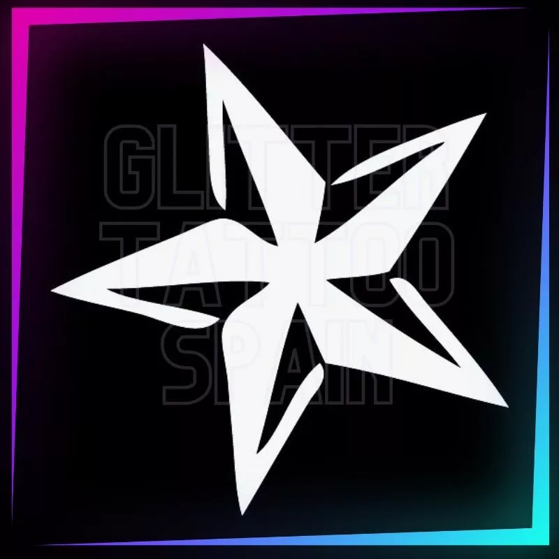 5 Point Star 5 x 5 cm design for temporary tattoos using glitter, body paint, airbrush and henna.