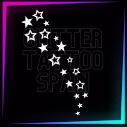 18 Stars 18 cm tall design for temporary tattoos using glitter, body paint, airbrush and henna.