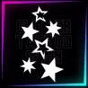 Plantilla 6 Estrellas 9 cm de alto para tatuajes temporales de purpurina, pintura corporal, aerógrafo y henna.