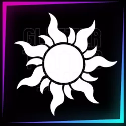 Sun 6.3 x 6.3 cm design for temporary tattoos using glitter, body paint, airbrush and henna.