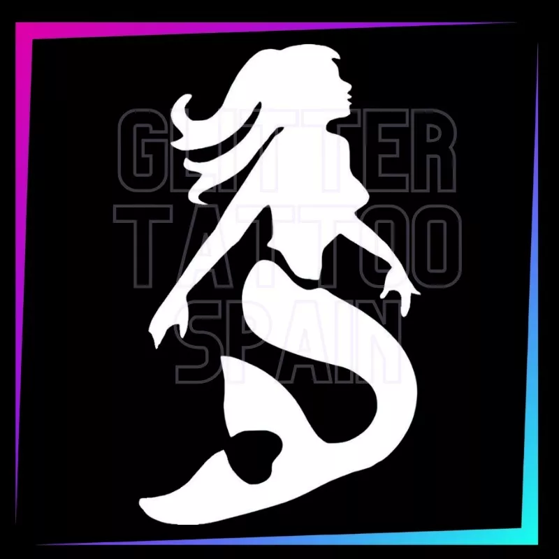 Plantilla Ariel – Tatuaje temporal glitter 7,9 cm | Glitter Tattoo Spain