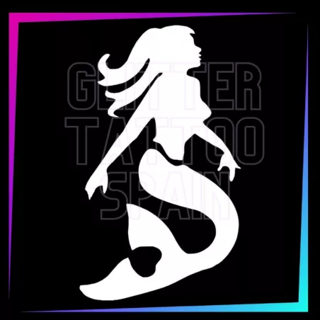 Plantilla Ariel – Tatuaje temporal glitter 7,9 cm | Glitter Tattoo Spain