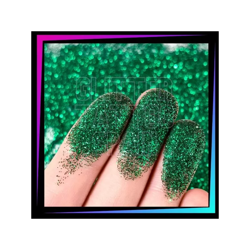 Paillettes cosmétiques Vert Émeraude 008 Hex fines pour tatouages pailletés et maquillage du visage ou du corps.