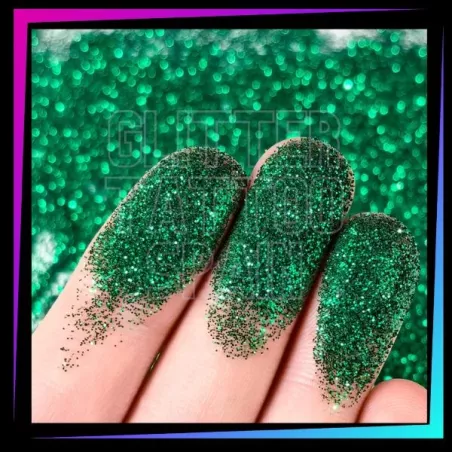 Emerald Green 008 Hex cosmetic glitter for glitter tattoos and face or body makeup.