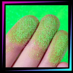 UV Neon Green 008 Hex cosmetic glitter for glitter tattoos and face or body makeup.