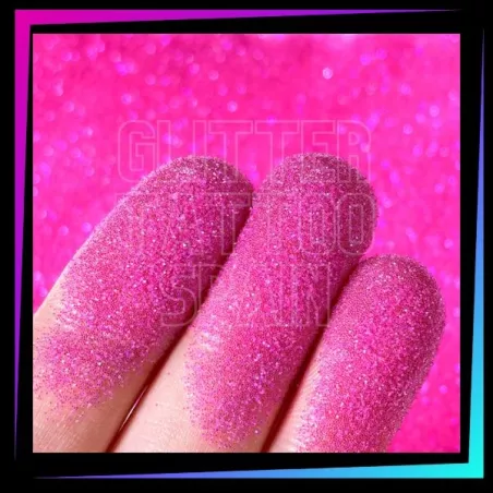 Purpurina cosmética Rosa Neón UV 008 Hex para tatuajes temporales de purpurina y maquillaje facial o corporal.