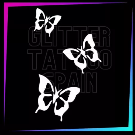 3 butterflies temporary tattoo stencil 8.5 x 5.5 cm