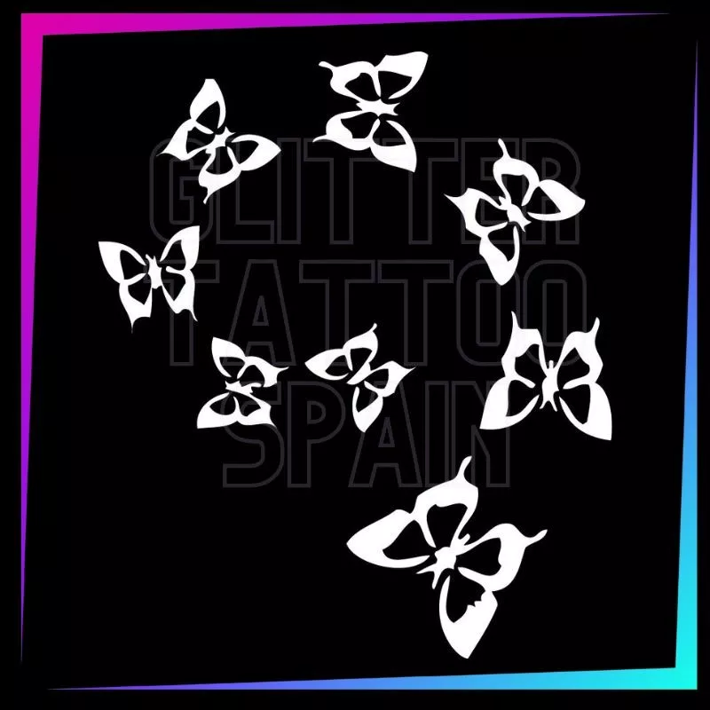 Plantilla para tatuajes temporales 8 mariposas en espiral 9 x 7 cm