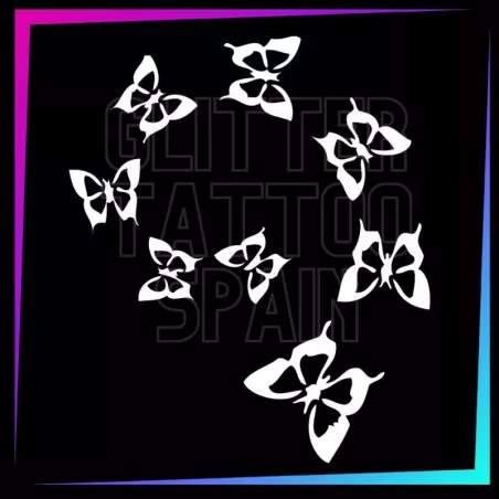 8 butterflies spiral temporary tattoo stencil 9 x 7 cm