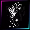 Butterfly with stars temporary tattoo stencil 8 x 4.5 cm