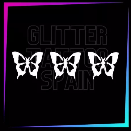 Plantilla para tatuajes temporales 3 mariposas 2,5 cm alto