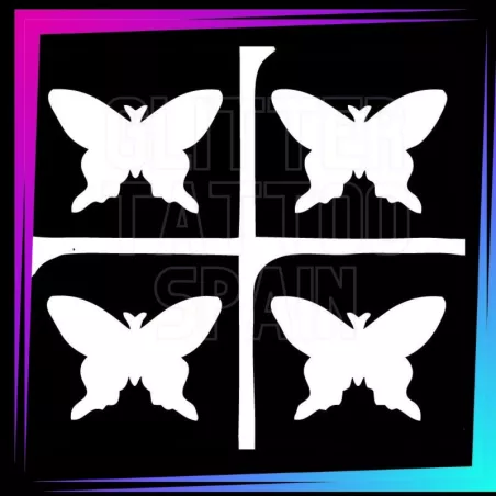 Plantilla para tatuajes temporales 4 mariposas 2,5 x 3 cm