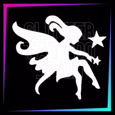 Plantilla Hada – Tatuaje temporal para fiestas infantiles 6,7 cm | Glitter Tattoo Spain