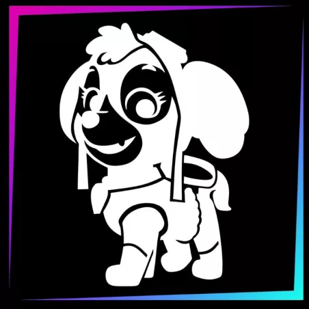 Pilot dog temporary tattoo stencil 7 cm tall